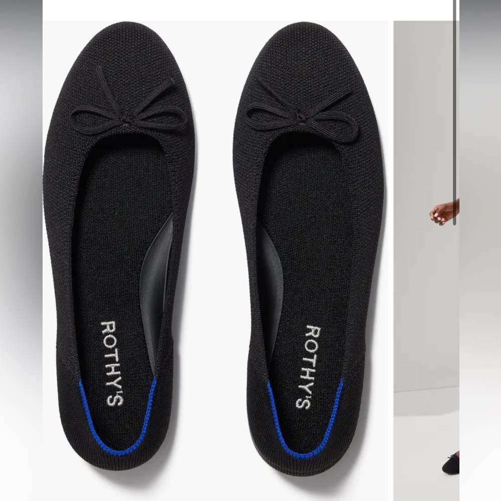NEW Rothy's Black Ballerina Flats with Bow - Picture 10 of 10